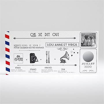 Faire-part mariage destination bonheur - Faire-part non gratté