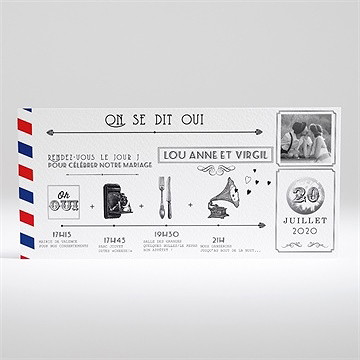 Faire-part mariage destination bonheur - Faire-part gratté