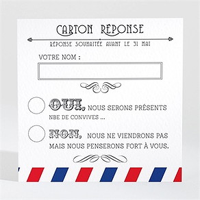 Carton réponse mariage destination bonheur