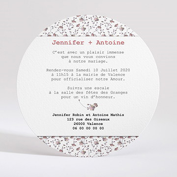 Faire-part mariage liberty romantique - Dos du faire-part