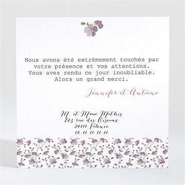 Remerciement mariage liberty romantique - Dos de la carte