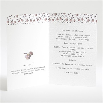 Menu mariage liberty romantique - Intérieur du menu