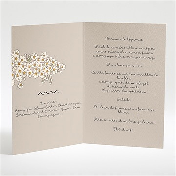 Menu mariage classique sobre et simple - Intérieur du menu