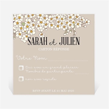 Carton réponse mariage classique sobre et simple