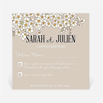 Carton réponse mariage classique sobre et simple