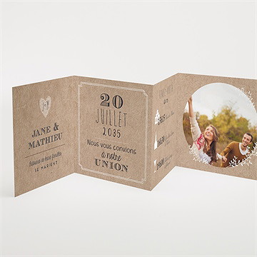 Faire-part mariage kraft en folie - Intérieur du faire-part