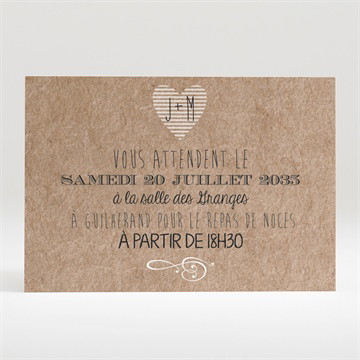 Carton d'invitation mariage kraft en folie 2 volets