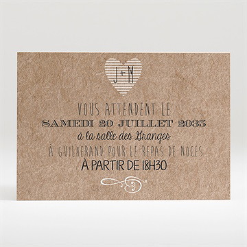 Carton d'invitation mariage kraft en folie