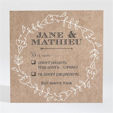 Carton réponse mariage kraft en folie