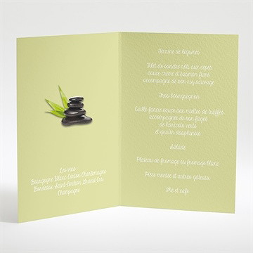 Menu mariage zen et naturel - Intérieur du menu