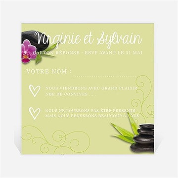 Carton réponse mariage zen et naturel