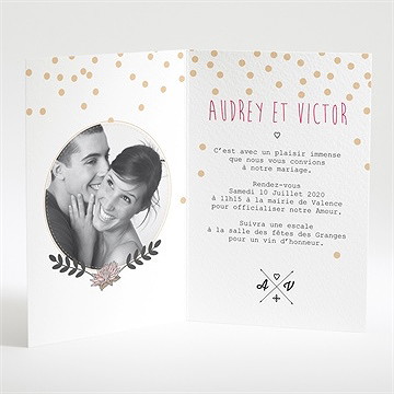 Faire-part mariage tendance et délicat - Intérieur du faire-part