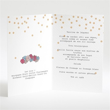 Menu mariage tendance et délicat - Intérieur du menu