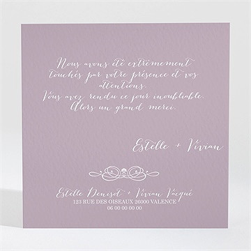 Remerciement mariage décoration florale - Dos de la carte