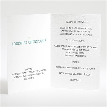 Menu mariage camaïeu - Intérieur du menu