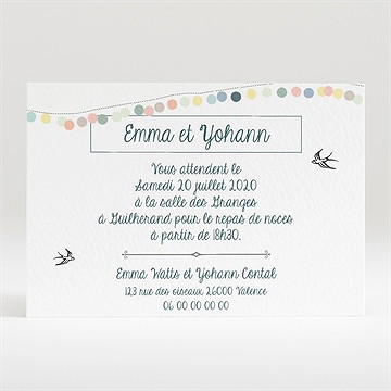 Carton d'invitation mariage guirlande de pastels