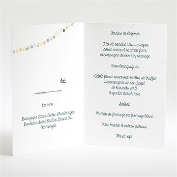 Menu mariage guirlande de pastels - Intérieur du menu