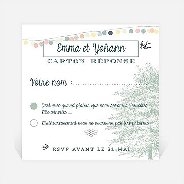 Carton réponse mariage guirlande de pastels