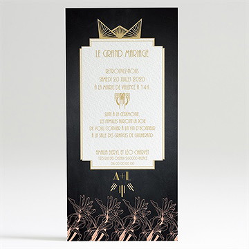 Faire-part mariage art deco ardoise - Dos du faire-part