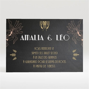 Carton d'invitation mariage art deco ardoise