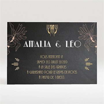 Carton d'invitation mariage art deco ardoise