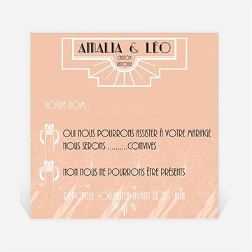 Carton réponse mariage art deco ardoise