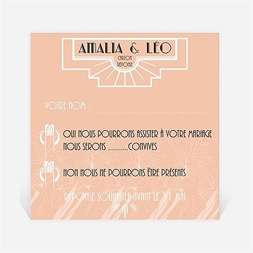 Carton réponse mariage art deco ardoise