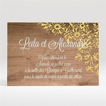 Carton d'invitation mariage fond en bois