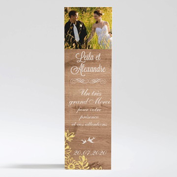 Remerciement mariage fond en bois