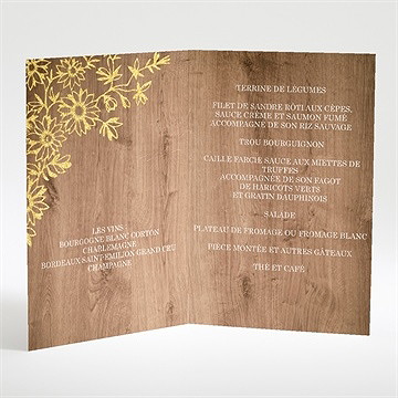 Menu mariage fond en bois - Intérieur du menu