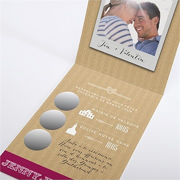 Faire-part mariage on s'unit - Intérieur du faire-part non gratté