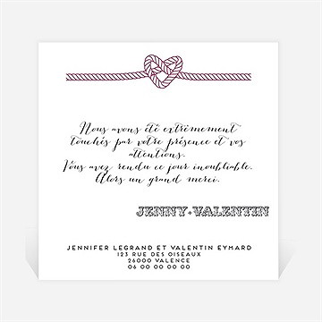 Remerciement mariage on s'unit - Dos de la carte