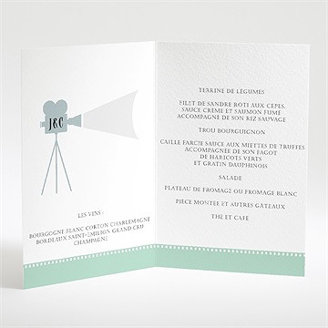Menu mariage ticket cinema - Intérieur du menu