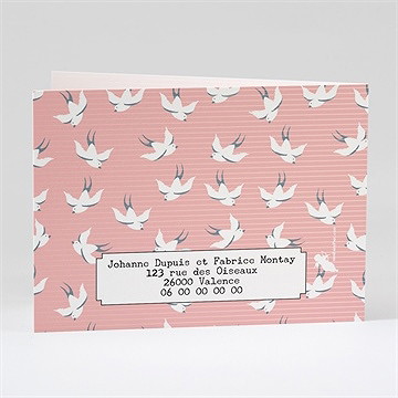 Faire-part mariage nos motifs hirondelles - Dos du faire-part