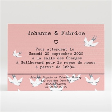Carton d'invitation mariage nos motifs hirondelles