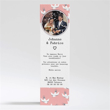 Remerciement mariage nos motifs hirondelles