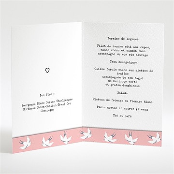 Menu mariage nos motifs hirondelles - Intérieur du menu
