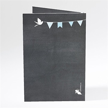 Menu baptême fanions bleus sur ardoise - Dos du menu