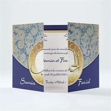 Faire-part mariage bleu nuit et or