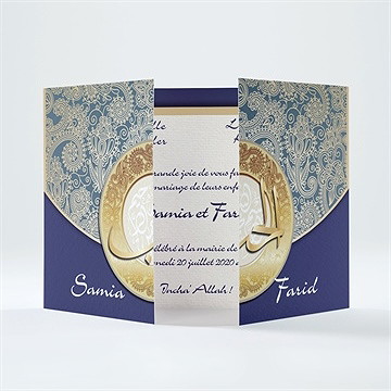 Faire-part mariage bleu nuit et or