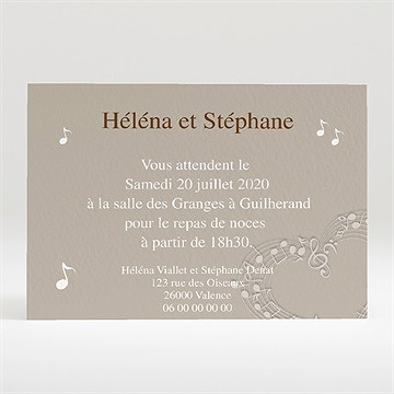 Carton d'invitation mariage thème musical