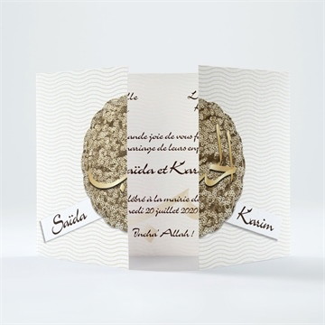 Faire-part mariage soleil et or