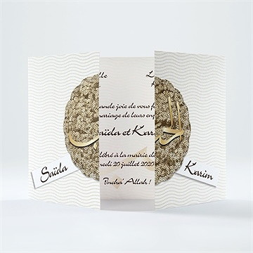 Faire-part mariage soleil et or