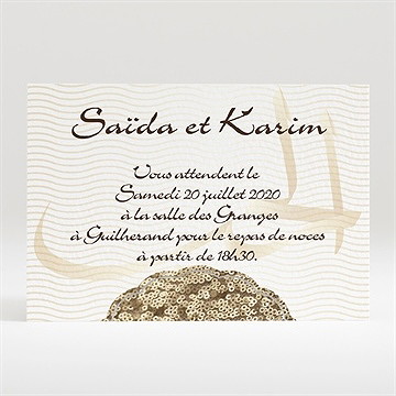 Carton d'invitation mariage soleil et or