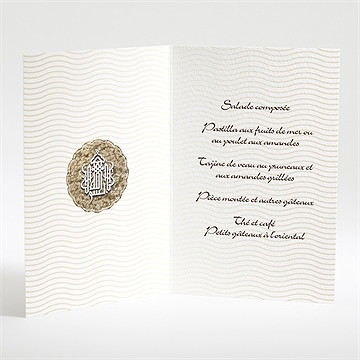 Menu mariage soleil et or - Intérieur du menu