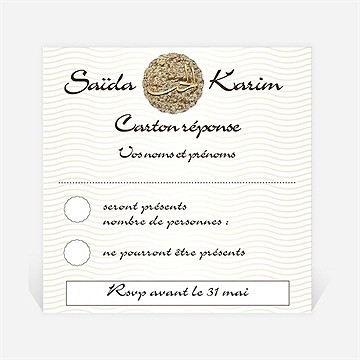 Carton réponse mariage soleil et or