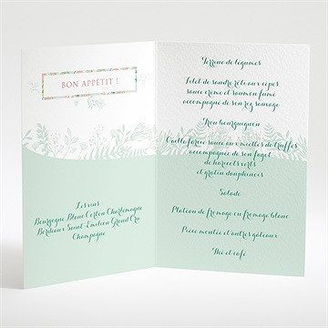 Menu mariage le printemps - Intérieur du menu