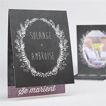 Faire-part mariage découpe ardoise photo