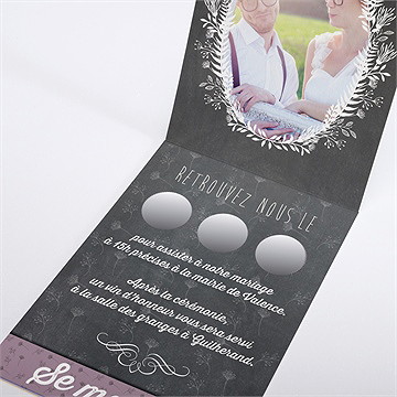 Faire-part mariage découpe ardoise photo - Intérieur du faire-part non gratté