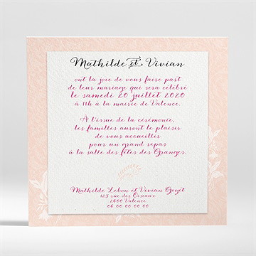 Faire-part mariage coeur en liberty - Dos du faire-part